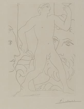 Sculpteur d'un jeune homme a la coupe