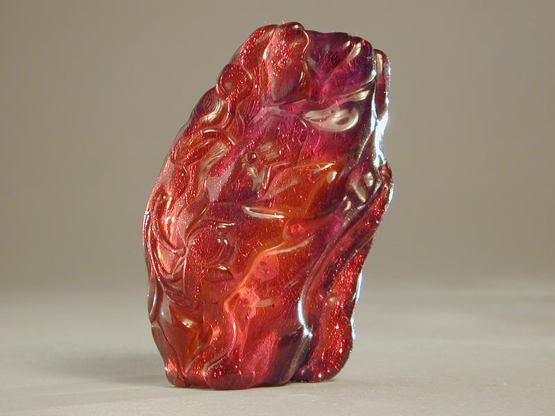 Amber Wrist Rest Carved with Lotus Flowers and Leaves