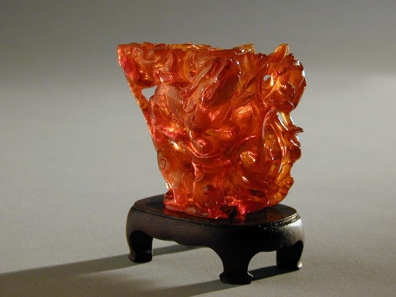 Carved Amber Figurine of Animals & Waves